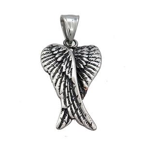 Stainless Steel Angel Wings Charms Pendant Antique Silver, approx 20-32mm