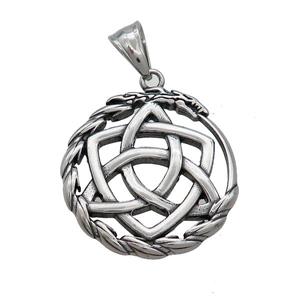 Stainless Steel Celtic Knot Charms Pendant Antique Silver, approx 30mm