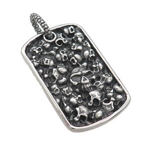 Stainless Steel Skull Charms Pendant Rectangle Antique Silver, approx 25-40mm