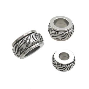 Stainless Steel Rondelle Beads Antique Silver, approx 16mm