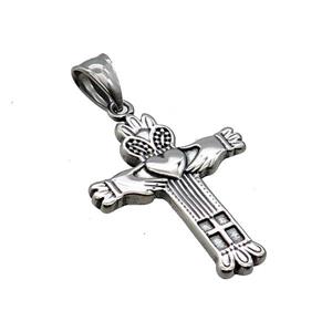 Stainless Steel Cross Pendant Antique Silver, approx 18-36mm