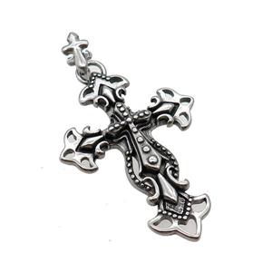 Stainless Steel Cross Pendant Antique Silver, approx 28-40mm