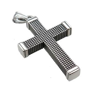 Stainless Steel Cross Pendant Charms Antique Silver, approx 34-48mm