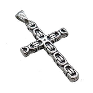 Stainless Steel Cross Pendant Antique Silver, approx 32-50mm
