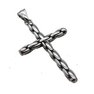 Stainless Steel Cross Pendant Antique Silver, approx 34-50mm