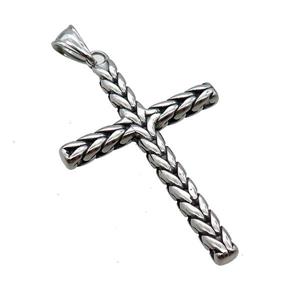 Stainless Steel Cross Pendant Antique Silver, approx 35-52mm