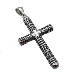 Stainless Steel Cross Pendant Antique Silver, approx 32-55mm
