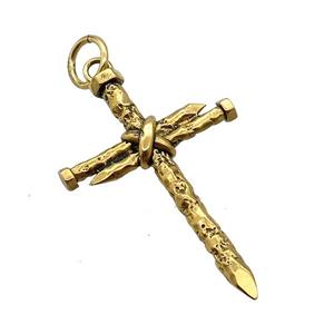 Stainless Steel Cross Pendant Antique Gold, approx 32-50mm