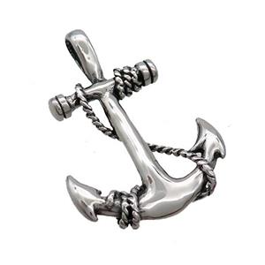 Stainless Steel Anchor Charms Pendant Antique Silver, approx 25-35mm