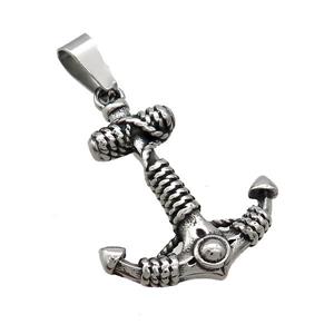 Stainless Steel Anchor Charms Pendant Antique Silver, approx 27-35mm