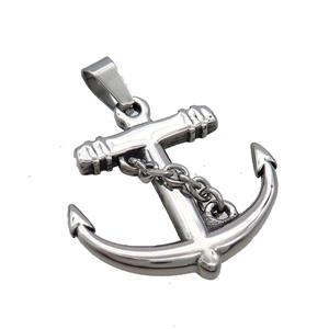 Stainless Steel Anchor Charms Pendant Antique Silver, approx 35mm