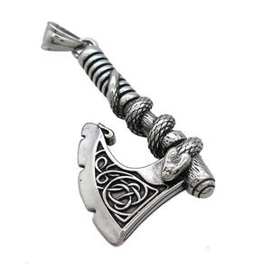 Stainless Steel Thor Axe Charms Pendant Antique Silver, approx 25-45mm
