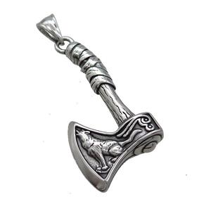 Stainless Steel Thor Axe Charms Pendant Antique Silver, approx 25-48mm