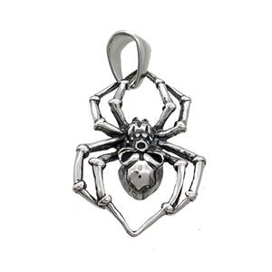 Stainless Steel Spider Charms Pendant Antique Silver, approx 20-30mm