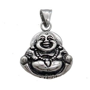 Stainless Steel Buddha Charms Pendant Antique Silver, approx 26-28mm