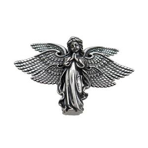 Stainless Steel Fairy Charms Pendant Angel Wings Antique Silver, approx 30-40mm