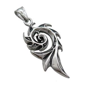 Stainless Steel Spiral Flame Charms Pendant Totem Antique Silver, approx 22-40mm
