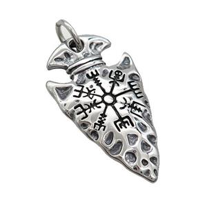 Stainless Steel Arrowhead Pendant Viking Compass Charms Antique Silver, approx 22-40mm