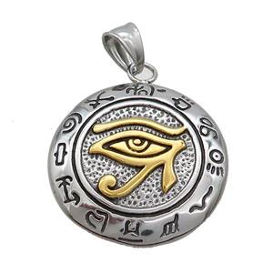 Stainless Steel Gold Eye Of Horus Charms Pendant Zodiac Antique Silver, approx 33mm