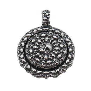 Stainless Steel Skull Charms Pendant Antique Silver, approx 28mm