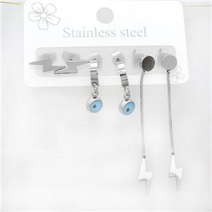 Raw Stainless Steel Earrings Lightning, approx 6-10mm, 14mm dia