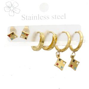 Stainless Steel Earrings Northstar Gold Plated, approx 6-10mm, 14mm dia