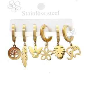 Stainless Steel Earrings Mixed Shapes Gold Plated, approx 6-10mm, 14mm dia