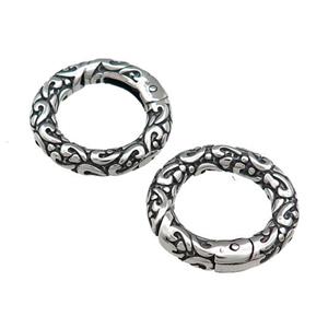 Stainless Steel Carabiner Clasp Antique Silver, approx 20mm