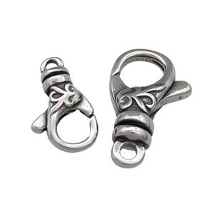 Stainless Steel Lobster Clasp Antique Silver, approx 10-16.5mm