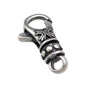 Stainless Steel Lobster Clasp Antique Silver, approx 14-25mm