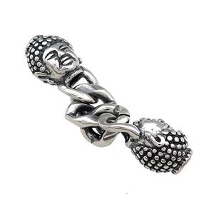 Stainless Steel CordEnd Buddha Antique Silver, approx 10-16mm, 50mm length