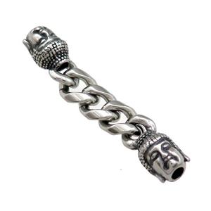 Stainless Steel CordEnd Buddha Antique Silver, approx 10-16mm, 50mm length