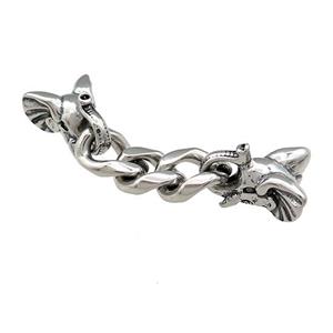 Stainless Steel CordEnd Elephant Antique Silver, approx 10-16mm, 50mm length