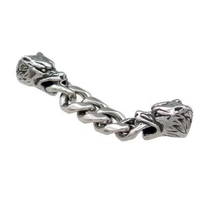 Stainless Steel CordEnd Wolf Antique Silver, approx 10-16mm, 50mm length