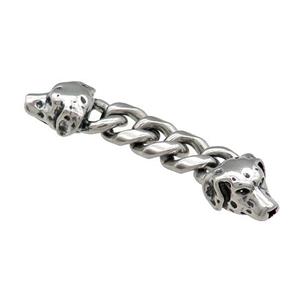 Stainless Steel CordEnd Dog Antique Silver, approx 10-16mm, 50mm length