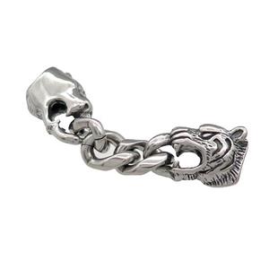 Stainless Steel Cord End Tiger Antique Silver, approx 10-16mm, 50mm length