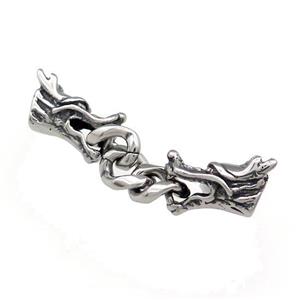 Stainless Steel CordEnd Dragon Antique Silver, approx 10-16mm, 50mm length