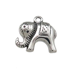 Stainless Steel Elephant Charms Pendant Antique Silver, approx 12-16mm