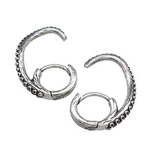 Stainless Steel Hoop Earrings Antique Silver, approx 16-25mm