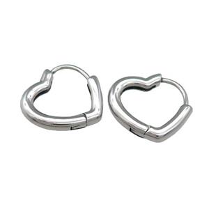 Stainless Steel Hoop Earrings Heart Antique Silver, approx 17mm