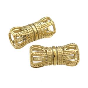 Stainless Steel Column Beads Tube Hollow Large Hole Gold Plated, approx 10-21mm, 6mm hole