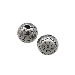 Stainless Steel Round Beads Antique Silver, approx 8mm