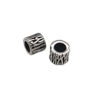 Stainless Steel Column Beads Tube Large Hole Antique Silver, approx 6-6.5mm, 4mm hole