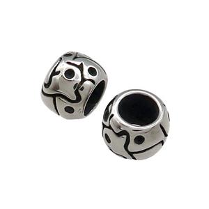 Stainless Steel Rondelle Beads Large Hole Antique Silver, approx 10mm, 6mm hole