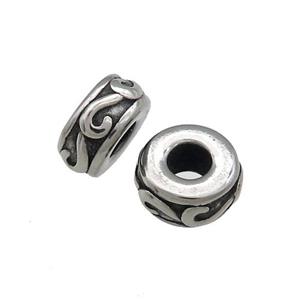 Stainless Steel Rondelle Beads Antique Silver, approx 11mm