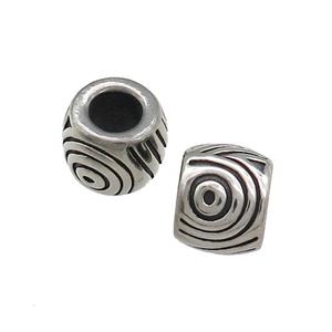 Stainless Steel Barrel Beads Large Hole Antique Silver, approx 12mm, 6mm hole