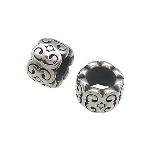 Stainless Steel Column Beads Large Hole Antique Silver, approx 7-11mm, 6mm hole