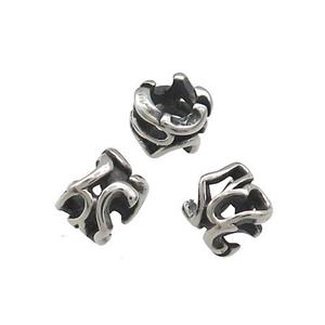 Stainless Steel Rondelle Beads Hollow Large Hole Antique Silver, approx 7mm, 3mm hole