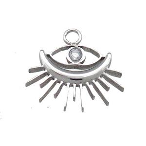 Raw Stainless Steel Eye Pendant Pave Rhinestone, approx 16-19mm