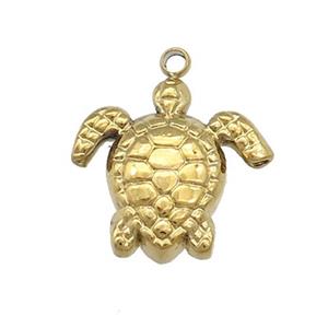Stainless Steel Tortoise Pendant Gold Plated, approx 16mm